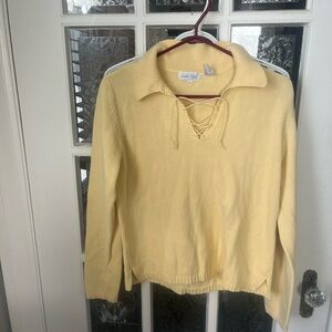 JEANNE PIERRE Yellow Collared Women's Sweater| 100% Cotton | Size Small